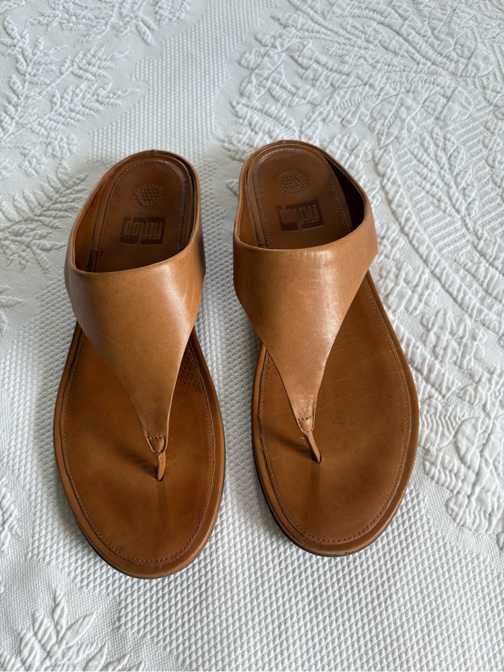 Fit flops lulu leather brown sandals comfort slip on size US 11
